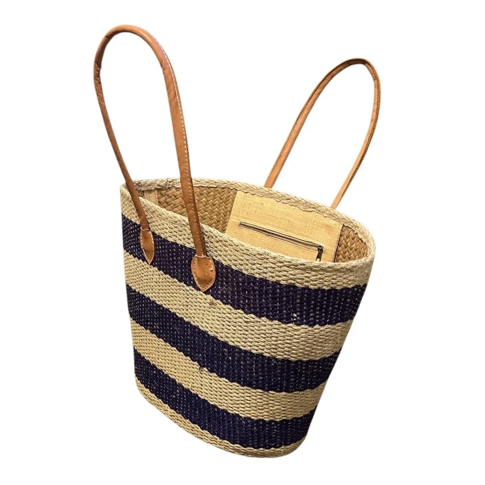 NWOT Straw Studios Large Striped Straw Women's Tote Bag.